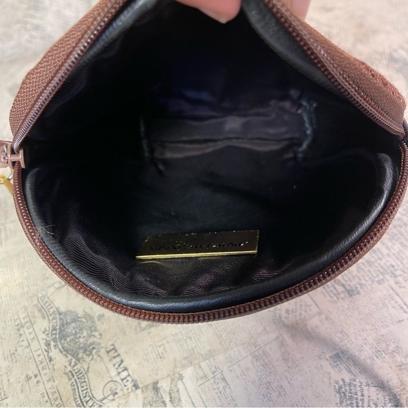 Americana by Sharif Crossbody Purse Handbag Black Leather And Fabric USA Made - Picture 7 of 10